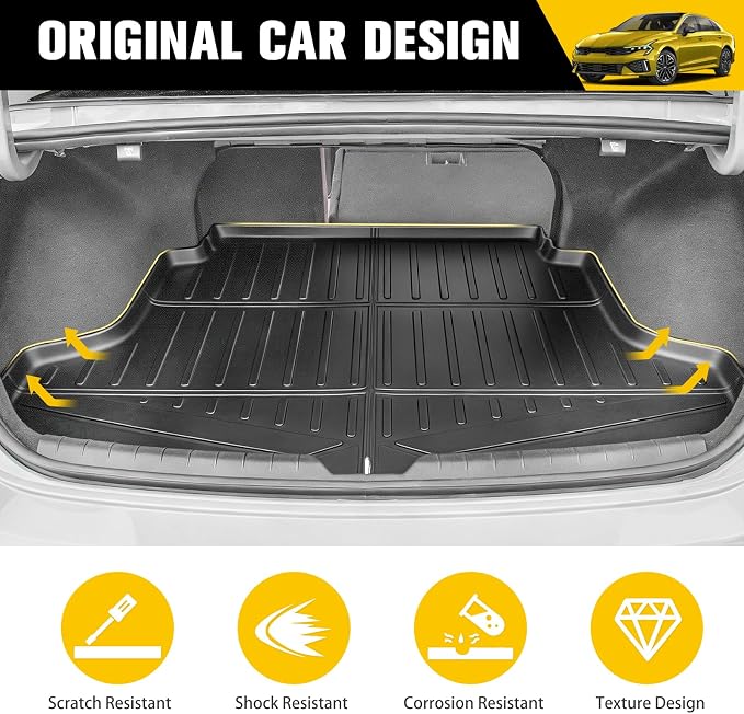 Trunk Mat for 2021-2026 Kia K5 & 2020-2026 Hyundai Sonata Rear Cargo Mat All Weather TPE Protector Trunk Liner Car Accessories