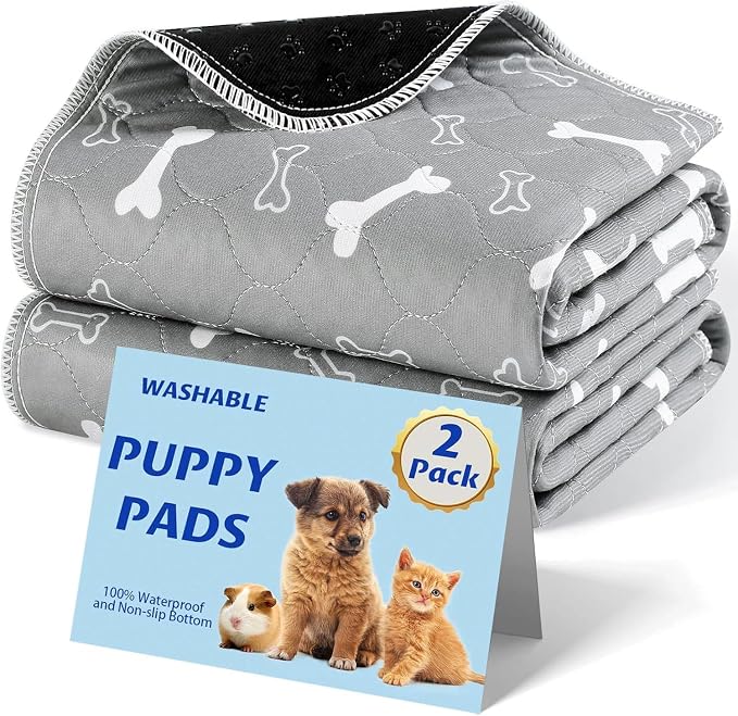 Washable Pee Pads for Dogs, 2 Pack Reusable Puppy Pads, 31"x36" | Super Absorbent, Waterproof & Leakproof, Non-Slip Bottom, Machine Washable, For Floors, Beds, Couches, Crates, Carpets, Cars