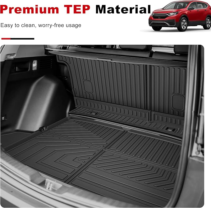 for 2017-2022 Honda CR-V Cargo Liner & Backrest Mat: Custom Fit All Weather TPE Anti Skid Waterproof Trunk Liner for CRV Accessories (Not for Hybrid or Touring)