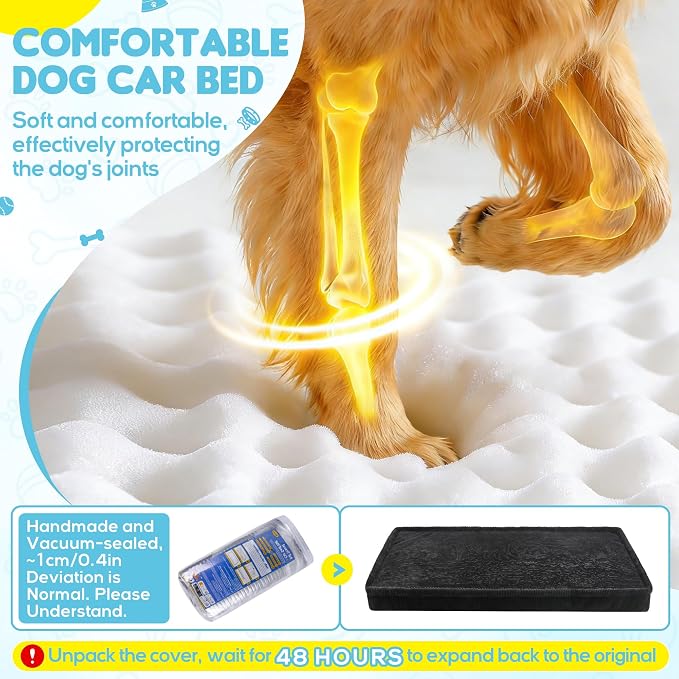 Loiion Dog Car Bed, Non-Slip Backseat Extender Pet Mat 56"x28.7"x2" | Removable, Washable Dog Bed With Waterproof Liner Protects Car Seats, Anti-Slip Travel Bed For Dogs