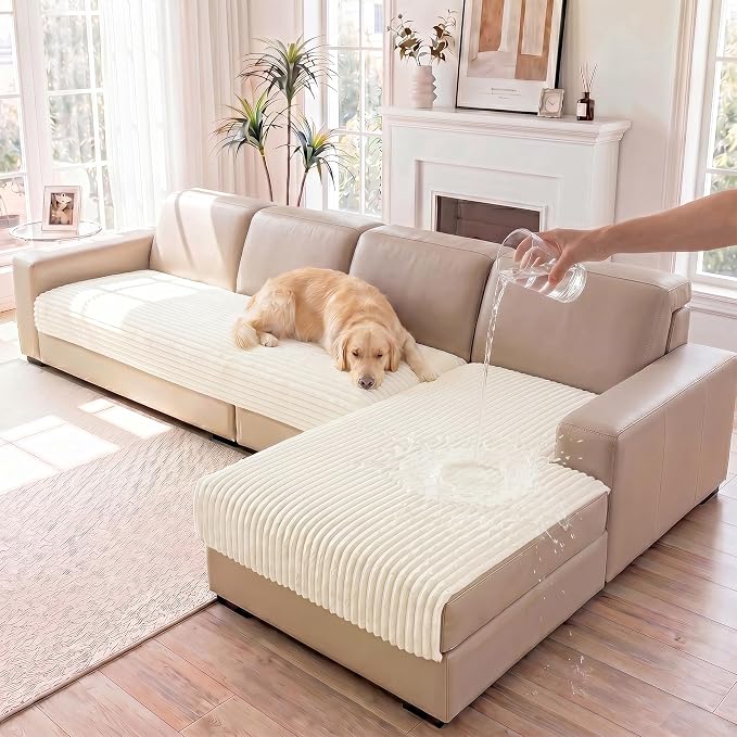 FUANGUI 2 Pack Waterproof Couch Cover for Dogs for Sectional Sofa | Washable Pet Couch Covers for Pets, Non Slip 2 PCS L Shaped Sofa Slipcover, Sofa Covers for 3 Cushion Couch Sofa Pet Friendly