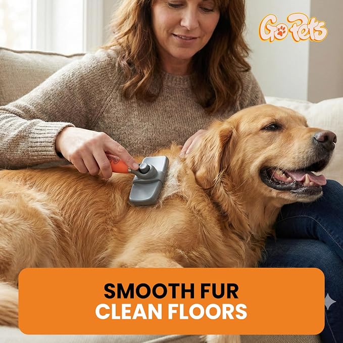 Self-Cleaning Slicker Brush for Dogs & Cats, Deshedding & Dematting | Retractable Bristles, Undercoat Tool for Long Haired Dogs, Non-Slip Handle, Detangler Comb for Mats & Shedding Fur