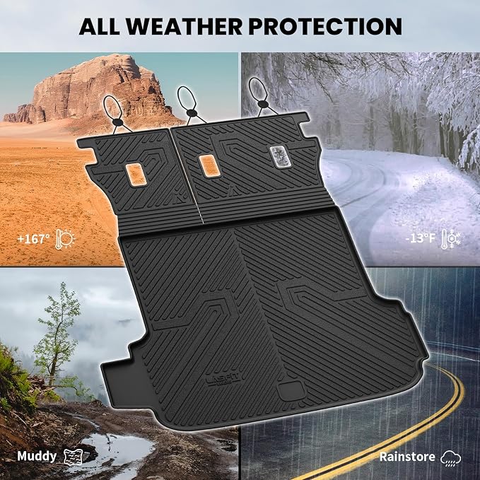 LASFIT Cargo Tray Liner with Backrest Mat for Subaru Outback 2026 Cargo Mat, All Weather TPE Custom Fit Easy Clean Trunk Liner with Seatback Mat for Outback 2026 Trunk Tray, Black