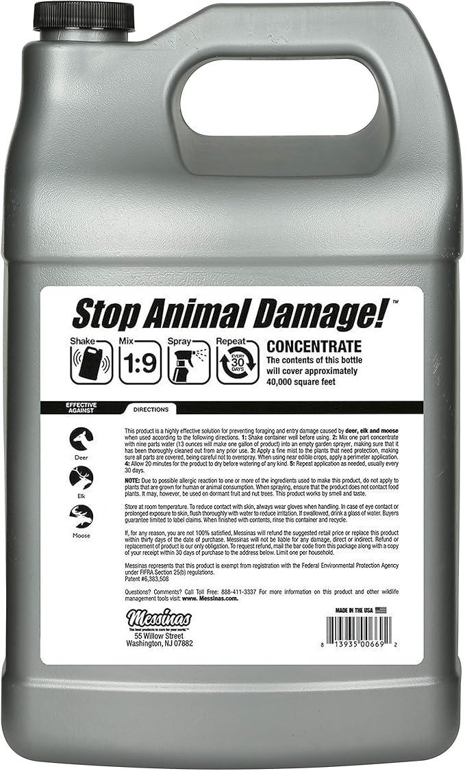 Deer Stopper II, Liquid Animal Stopper Repellent, All Natural, Effective All Year Round, Safe for People and Pets, No Harsh Chemicals, Ready to Use, Deer & Elk Repellent - 1 Gallon Concentrate
