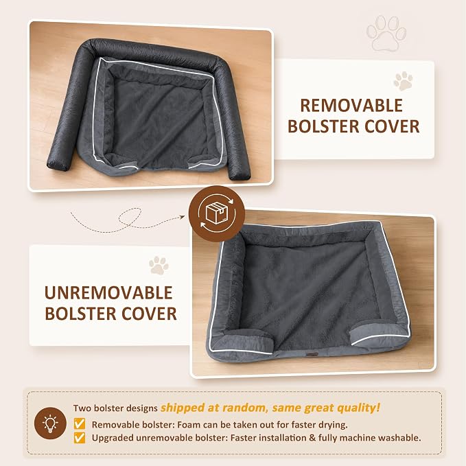 Comfort Expression Waterproof Orthopedic Dog Bed for Medium Size Dog | Supportive Egg Crate Foam Medium Pet Bed with Removable Bolster, Dog Couch with Washable Cover & Non-Slip Bottom, 28x19 Inch