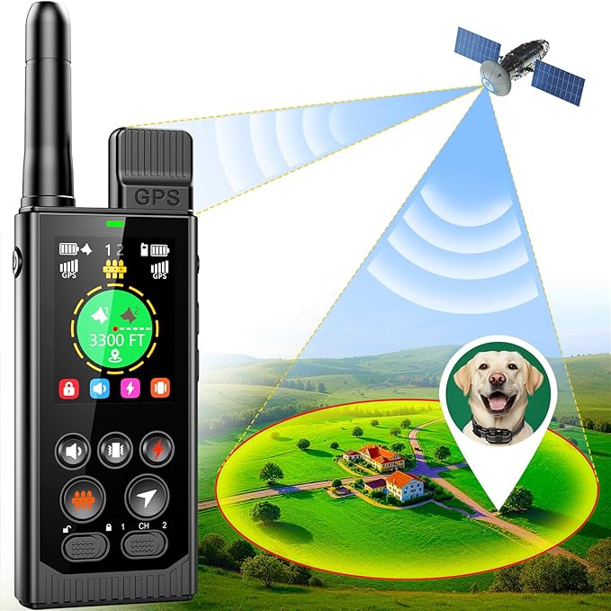 Completely Off-Grid 3-in-1 GPS Dog Fence with Real-Time Tracking: No Subscription, App-Free, Self-contained, Dual-GPS, Training Collar, Customizable Boundary with Four Progressive Alerts, Black