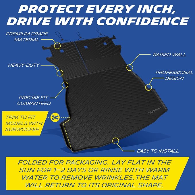 Michelin Vehicle Mats, Premier Series All-Weather TPE Custom Fit Liner for Toyota RAV4 Hybrid 2026-2027 Trunk Mat (1 Piece)