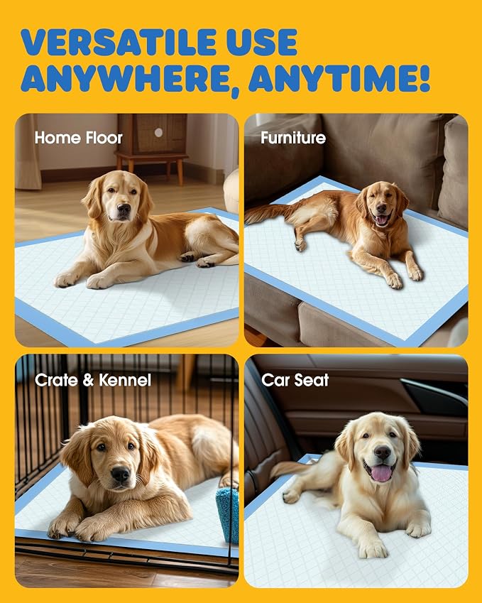 Powools Puppy Pads for Dogs, 34x28 in, 6-Layer Leakproof, 50-Pack, Thicker | Extra-Large Pee Pads, Disposable, Quick-Dry Dog Pads, High Absorbency, Wee Wee Pads for Dogs, Easy Puppy Potty Training