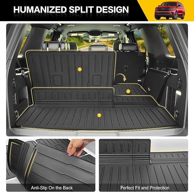 Trunk Mat & Backrest Mat for 2018-2024 Ford Expedition/Lincoln Navigator Cargo Mat(Not for Max or L Models), Rear Seat Back Cover Cargo Liner Only for 18-24 Expedition/Navigator Accessories
