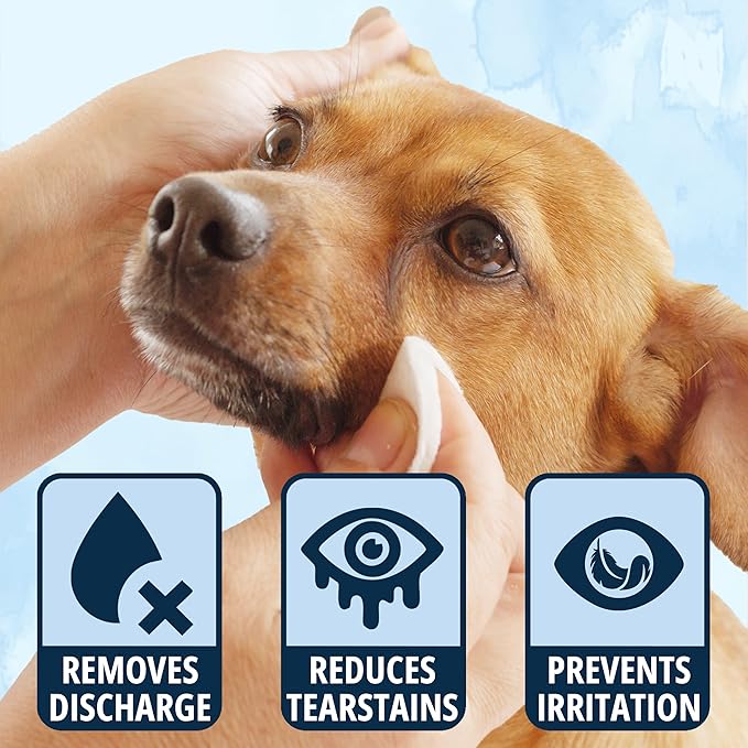 NOVEHA 150PCs Dog Eye Wipes Tear Stain Remover for Discharge and Crust | White Dog Face Wipes | Easy Daily Pets Gentle Eye Cleaner for Whitening & Cleansing Without Irritation | Round Wipes