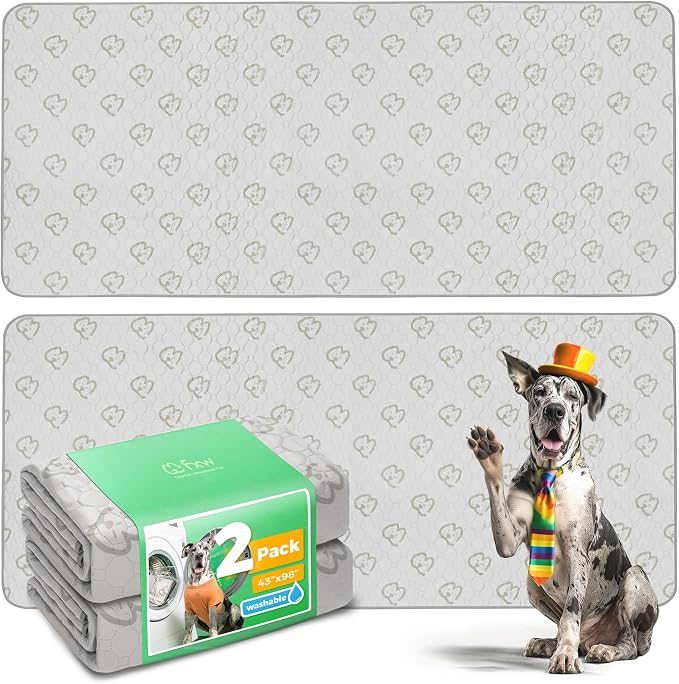 FXW Washable Pee Pads for Dogs, Super Absorbent, 43" x 98", 2 Packs | Machine washable, Non-slip backing, Fits 32"/40"/45"H 8-Panel FXW Rollick/Homeplus Playpens