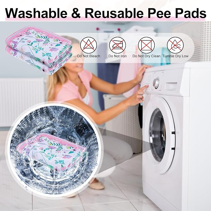 BEAUTYZOO 2 Pack Washable Pee Pads for Dogs,Reusable Puppy Pad 24x36 Floral | Waterproof Super Absorbent,Non Slip and Leak-Proof Against Urine,Whelping Pads Mats for Puppy Potty Training,Playpen,Crate