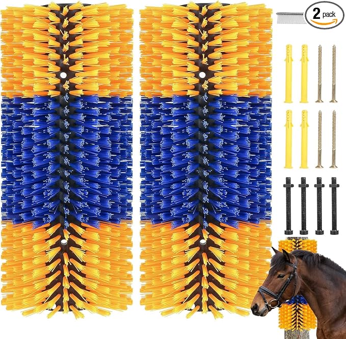 2/4PCS Livestock Physical Scratch Brush, Horse Cow Goat Physical Massage | Durable physical massage brush with 8 screws, ideal for horses, cows and goats grooming, cleaning.