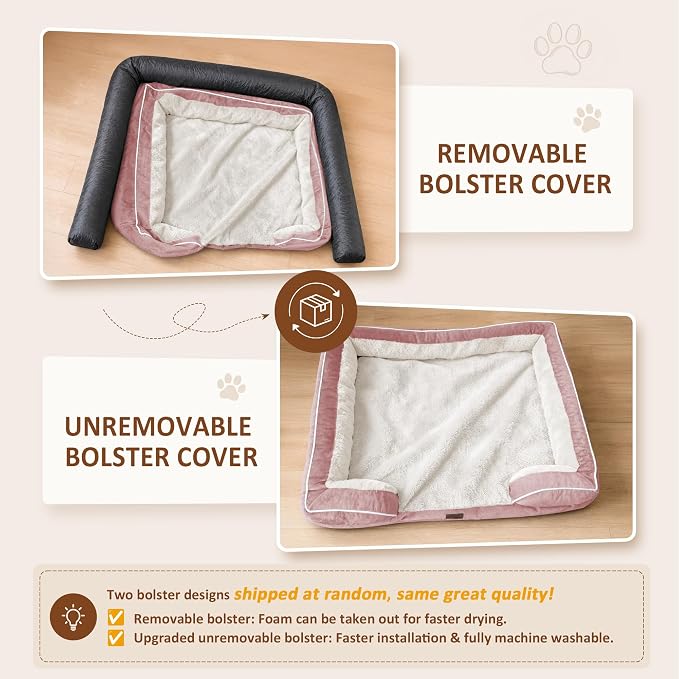 Comfort Expression Waterproof Orthopedic Dog Beds for Large Sized Dog | Supportive Egg Crate Foam Large Pet Bed with Removable Bolster, Dog Couch with Washable Cover & Non-Slip Bottom, 36x27 Inch