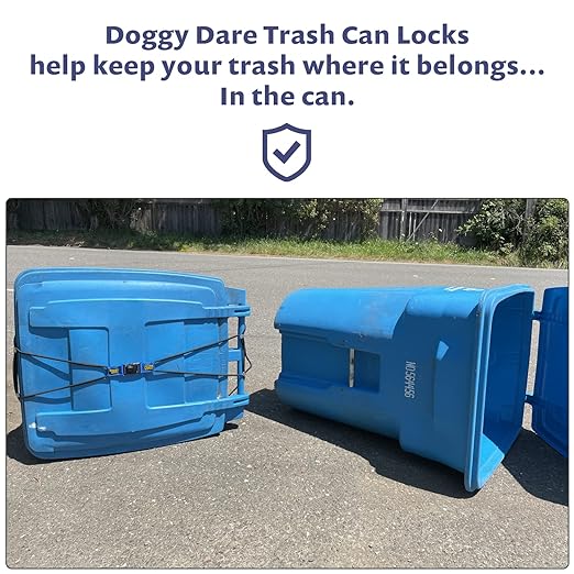 (2 Pack) Doggy Dare Trash Can Lock - Large - Fits 40-60 Gallon Trash Cans - Perfect for Dogs, Raccoons, Opossums - Bungee Cord Design Makes Install Simple (Trash Can NOT Included)