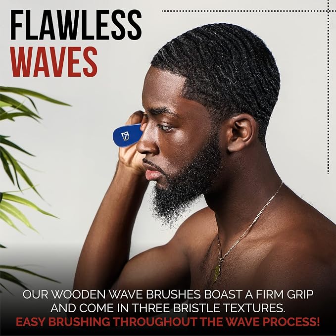 Roman-T Men's 360 Wave Brush Set - Three Handle Brushes for 360 Waves (Soft, Medium & Hard) - Grooming Gift Set