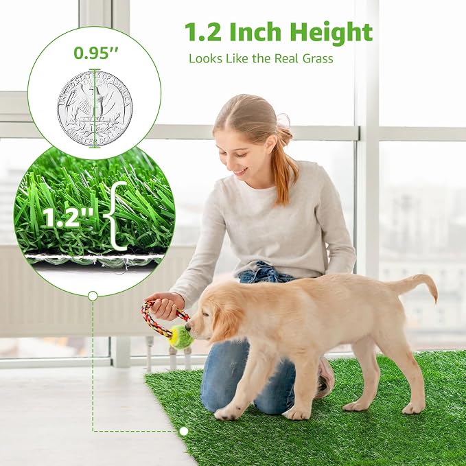 Artificial Dog Grass Pee Pads 51.2"x26" 1 Pack, Fake Grass Potty Training | Easy to Clean, with Drainage, Reusable, Realistic, Turf Grass Mat, Pet-Friendly, for Apartment, Balcony, Indoor Outddor Use