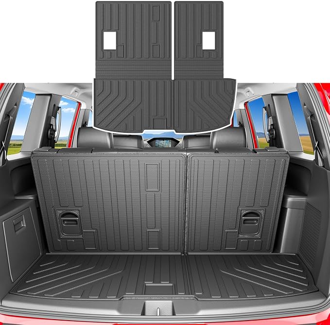 xipoqix Cargo Mat Backrest Mat Compatible with 2009-2015 Honda Pilot TPE Cargo Liner Back Seat Protector Replacement for 2009-2015 Honda Pilot Accessories (Trunk Mat with Backrest Mats)