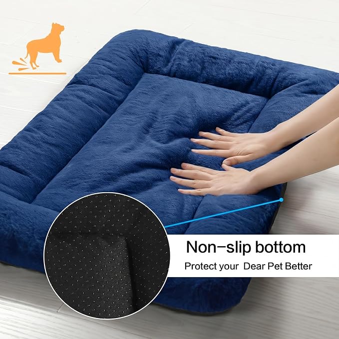 Dog Crate Pad Washable Dog Bed for Crate Small Cozy Mat 24-Inch Navy Blue | Ultra Soft Kennel Pad,Anti-Slip Bottom,Fits for Most Metal Crates,Comfortable Sleeping Pet Mat