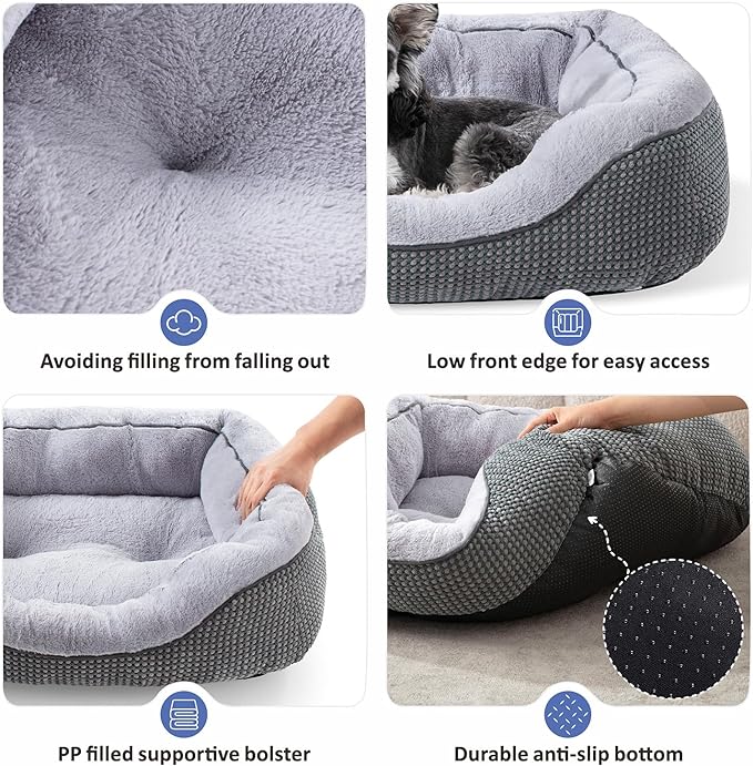 Large Dog Beds for Large Dogs Washable, Rectangle Dog Beds Large Sized Dog, Orthopedic Dog Bed, Warming Soft Sleeping Puppy Bed Durable Pet Bed with Anti-Slip Bottom L(35"x25"x10")
