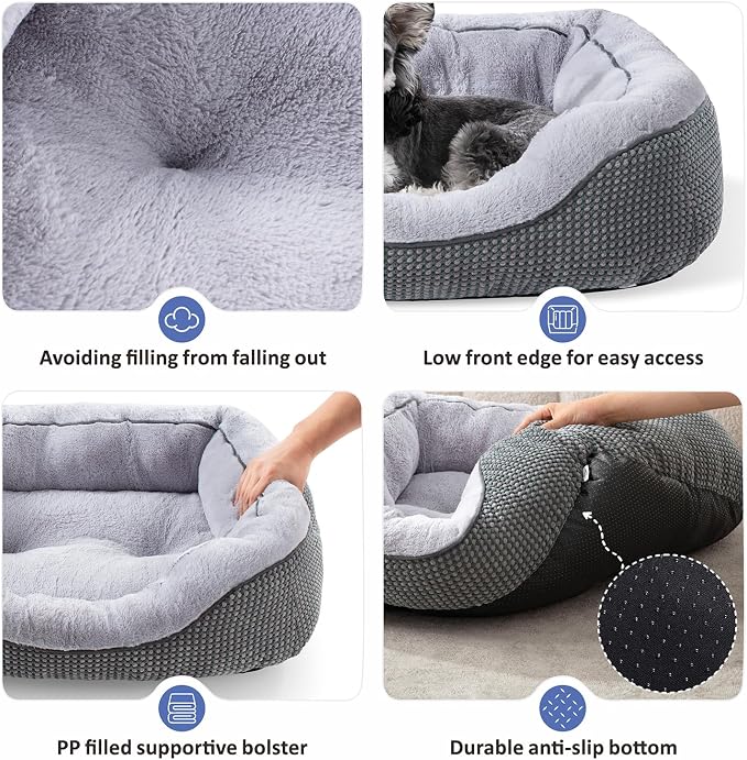 Dog Bed for Small Dogs - Washable, Orthopedic, Calming & Warming - Durable Pet Bed with Anti-Slip Bottom (25"x21"x8")