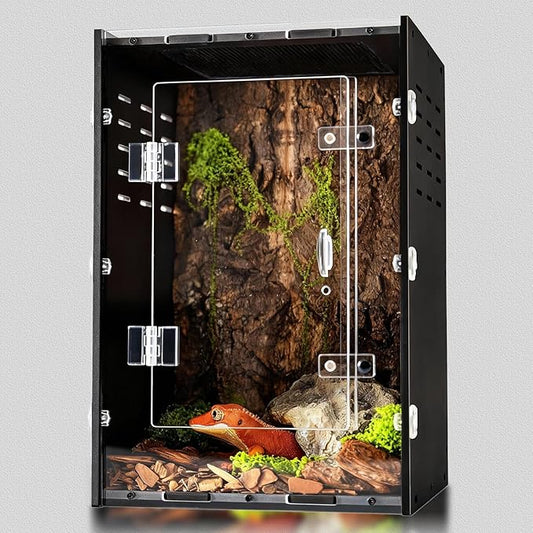 Reptile Enclosure for Crested Gecko – 8x8x12 Reptile Tank for Gecko, Snake, and Lizard – PVC Terrarium for Small Pets