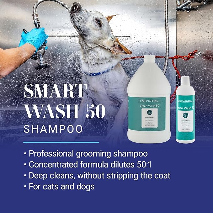 Chris Christensen SmartWash50 Ultra Concentrated Dog Shampoo, Makes up to 50 Bottles, Groom Like a Professional, Delightfully Fragranced, Suitable for All Coats, Made in The USA (Tropical - Breeze)