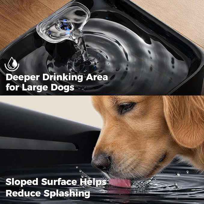 Pet Water Fountain for Large Dogs & Cats, 7L/1.84Gal, Quiet Automatic Pump | Large dog water bowl dispenser for multi-pet households,easy to clean,visible water level, no spill, recirculating system