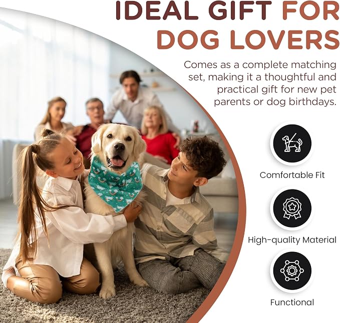 No Pull Harness and Leash Set - 6-in-1 Adjustable Vest Harness and Collars for Medium and Large Dogs. (Tile Unicorn, Large)