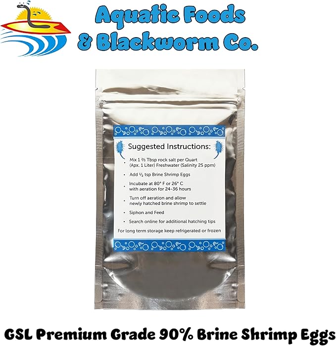 Aquatic Foods Inc. Brine Shrimp Artemia Eggs, Premium Grade 90% Hatch Rate from The Great Salt Lake, Utah, USA. - 400 Grams