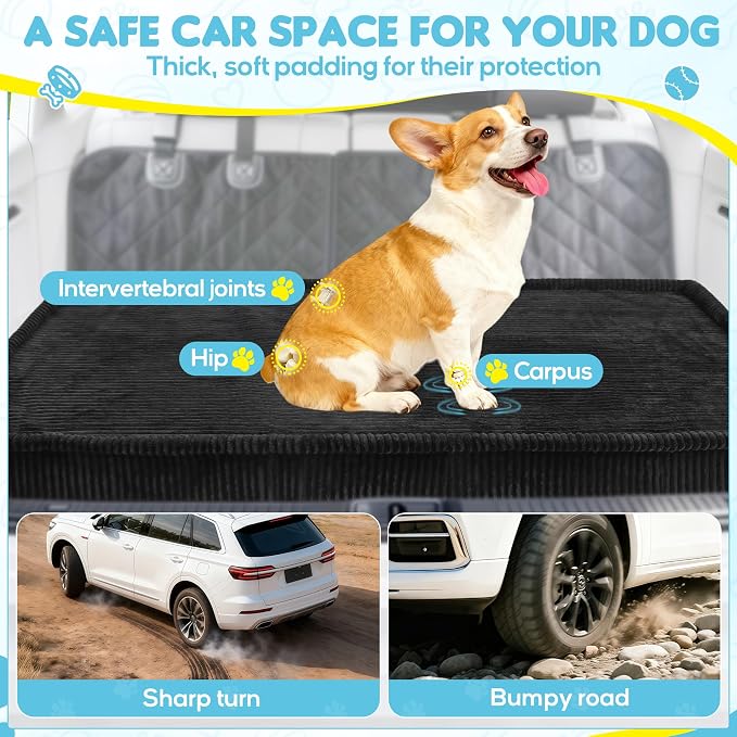 Loiion Dog Car Bed, Non-Slip Backseat Extender Pet Mat 50"x24.6"x4" | Removable, Washable Dog Bed With Waterproof Liner Protects Car Seats, Anti-Slip Travel Bed For Dogs