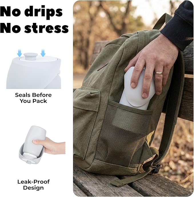 BICYSTAR Collapsible Water Bottle for Dogs, Foldable Leak-Resistant w/Drain-Back, Pet Travel Bowl, 18.6oz for Walks, Hiking & Road Trips