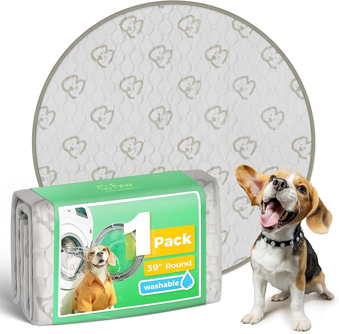 FXW Washable Pee Pads for Dogs, Super Absorbent, 39" Round, 1 Pack | Machine washable, Non-slip backing