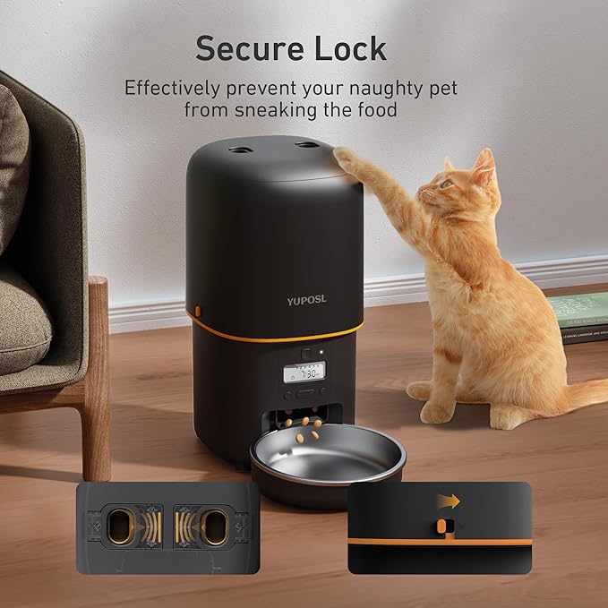 2025 Upgraded Automatic Cat Feeder - 4L Timed Auto Pet Feeder for Cat and Dog with Dry Food Dispenser, 180-day Battery Life, 1-6 Meals Per Day, 1-16 Portion, Desiccant Bag Keeps Food Fresh