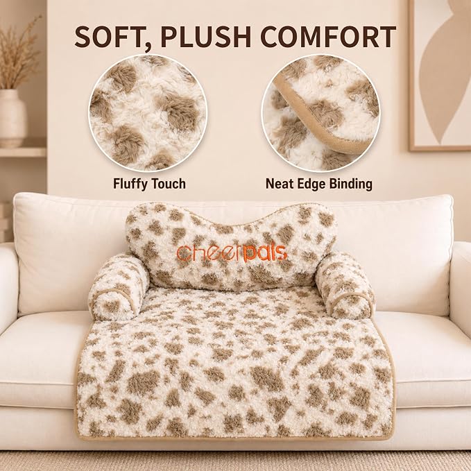 CHEERPALS Dog Bed Couch Cover Sofa Protector for Dogs, Pet Mat Calming | Removable Washable Cover, Fluffy Soft Cushion, Non Slip, Large Dog Bed for Sectional Sofa & Loveseat(Light Gray, Medium)
