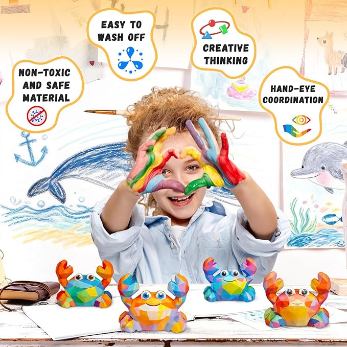 Paint Your Own Crab Lamp Kit, Arts and Crafts for Kids Ages 8-12, DIY Crab Night Light Girls Birthday Gifts, Art Supplies Painting Craft Kits for Kids, Toys for Girls Ages 3 4 5 6 7 8 9 10 11 12+