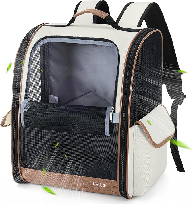 Lekereise Cat Backpack Carriers, Dog Carrier Backpacks with Breathable Mesh for Small Medium Large Cats Dogs Puppy Up to 25 Lbs, Pet Foldable Carrying Backpack Ventilated for Travel Hiking Collapsible