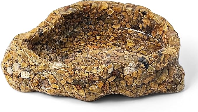 Water Dish for Amphibians，Reptile Food and Water Rock Bowls，Terrarium Decor for Reptiles and Other Little Critters，Terrarium Bowls Small Size