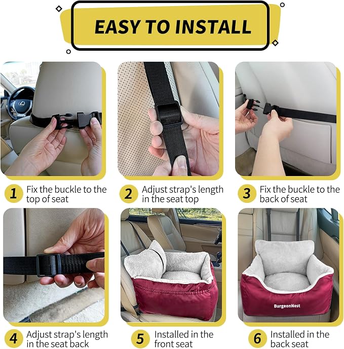 Dog Car Seat for Small Dogs & Cats Under 25 lbs, Red