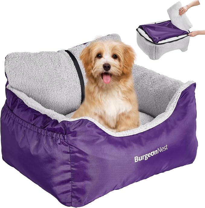Dog Car Seat for Small Dogs & Cats Under 25 lbs, Purple