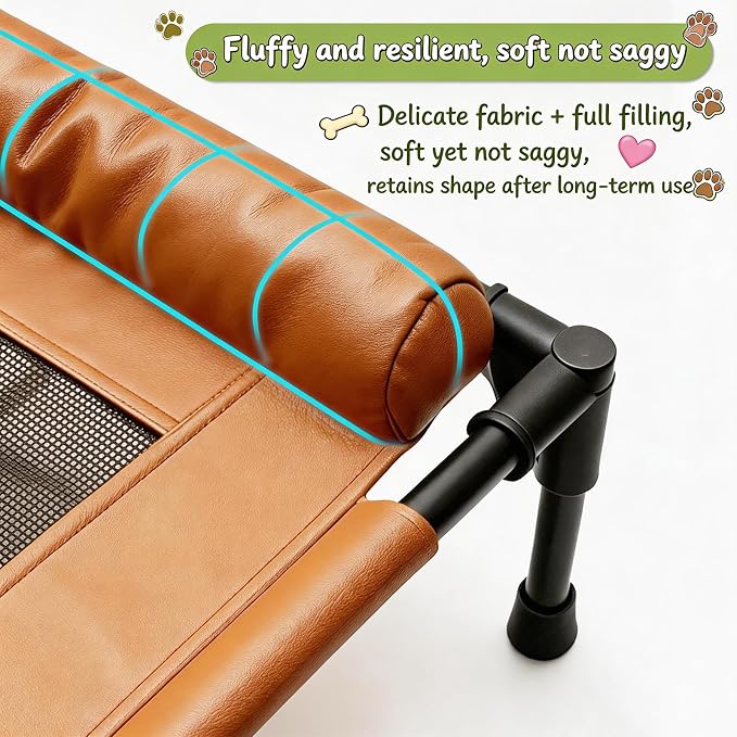 Small Elevated Dog Bed,Cooling Hammock with Soft Edge Pillow,Features Non-Slip Base Portable Pet Travel Cot,Indoor Outdoor Universal(23.62" L x 15.75" W x 5.91" H)