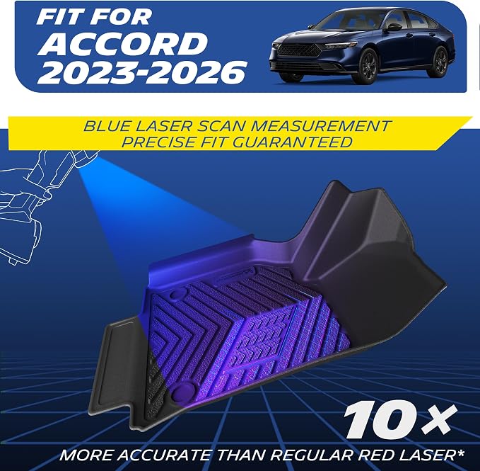 Michelin Vehicle Mats, Premier Series All-Weather TPE Custom Fit Liner for Honda Accord Gasoline & Hybrid 2023-2027 Floor Mats B(4 Piece)