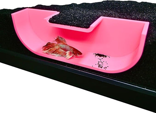 Betta Underground Tunnel Hideout Cave | Aquarium Hide for Small Fish and Shrimp | Viewing Betta Fish Rest Hammock Enrichment Toy | Betta Fish Tank Accessories Decorations Toys Decor (Pink)