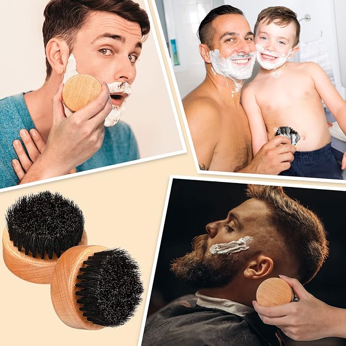 10 Sets Men's Beard Grooming Kit: Natural Boar Bristle Brush, Pear Wood Dual-Sided Wide Tooth Comb, Travel Pouch - Perfect Valentine Gift (Circle) | Natural Boar Bristle Brush, Pear Wood Dual -Sided Wide Tooth Comb, with Travel Pouch - Christmas Father...
