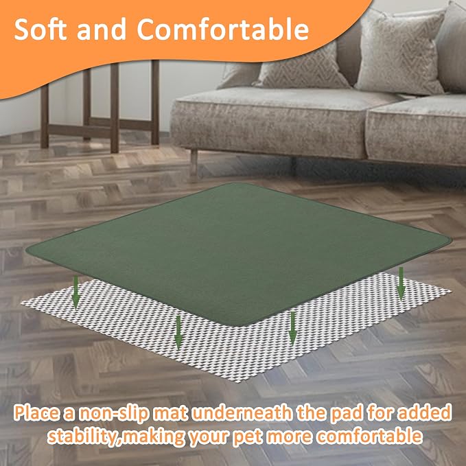 Bunlitent Reusable Pee Pads for Dogs, Whelping Pads, 63'' x 63'', 3 Packs | Green, Extra Large, Quick-Dry, Non-Slip, Waterproof, Fast Absorbent, Reusable Floor Mat, For Puppy, Senior Dog, Incontinence