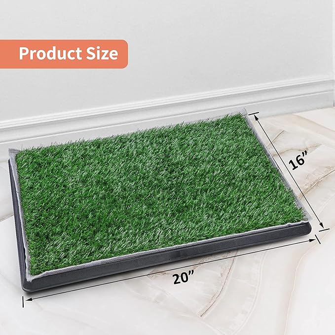 Grass Pad with Tray 20"x16", Dog Litter Box for Puppy Training | Easy to Clean, Full System with Trays, Artificial Grass Patch Bathroom Mat & Washable Pee Pad, Indoor/Outdoor Use