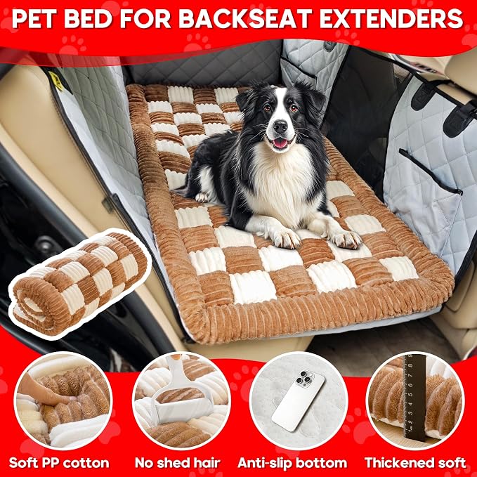 Dog Car Bed Mat Non-Slip Backseat Extender Dog Bed 50" x24.6" | Travel Bed for Dogs，Chew-Resistant, Easy Clean & Scratch-Proof, Comfort Design, Fits Trucks/Sedans/SUVs