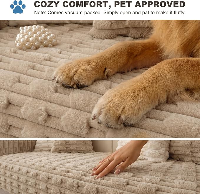 FUANGUI Waterproof Couch Cover for Dogs, Washable Pet Couch Covers for Sofa | Soft Cat Dog Bed Cover Non-Slip Couch Covers for 3 or Small 4 Seat Cushion Couch Sofa Pet Friendly