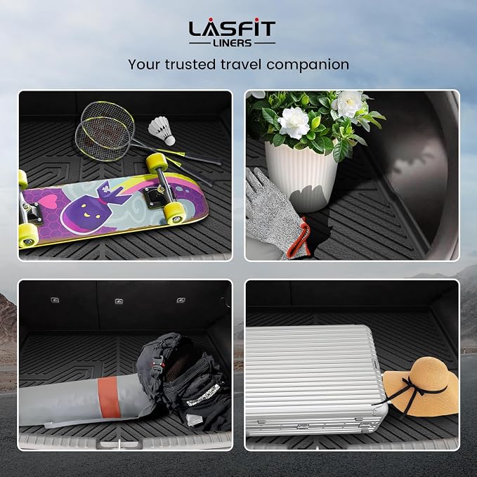 LASFIT Cargo Mat for Kia NIRO 2026 2025 2024 2023 (Fit EV & Hybrid, Not Fit PHEV), All Weather TPE Custom Fit Easy Clean Car Trunk Mat for Kia NIRO EV 2023-2026 Cargo Liner, Black