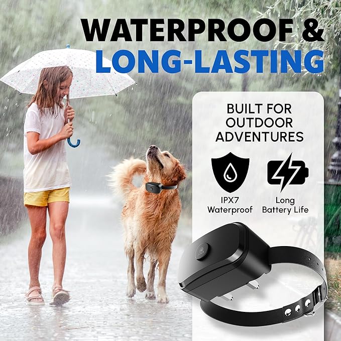 GF02e-GPS Dog Fence, Wireless Dog Fence with No Subscription, Virtual Dog Containment System with Customizable Boundary, 2-in-1 Training Collar, Waterproof & Rechargeable for Medium Large Dogs
